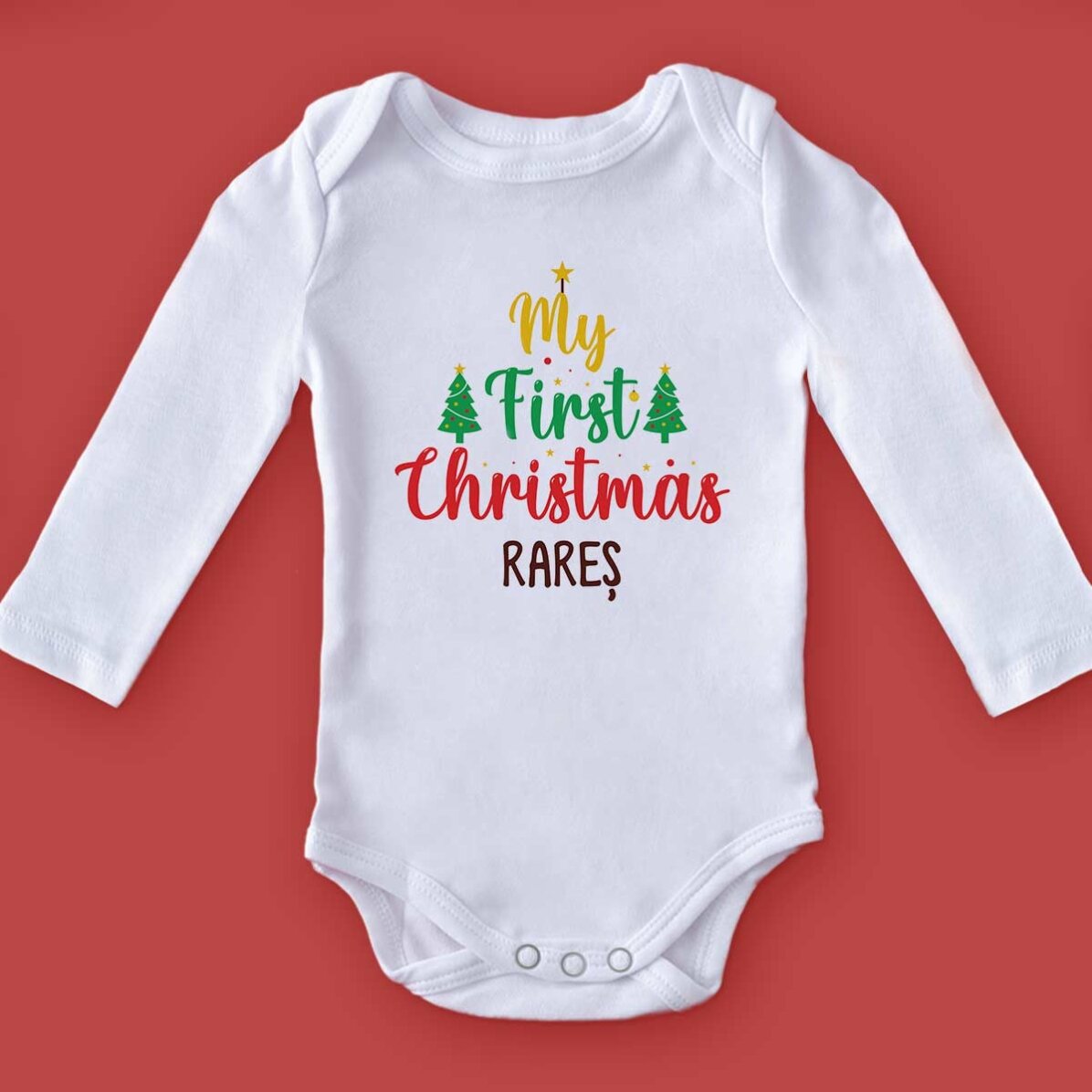 Body para niños personalizado con texto: «My first Christmas»