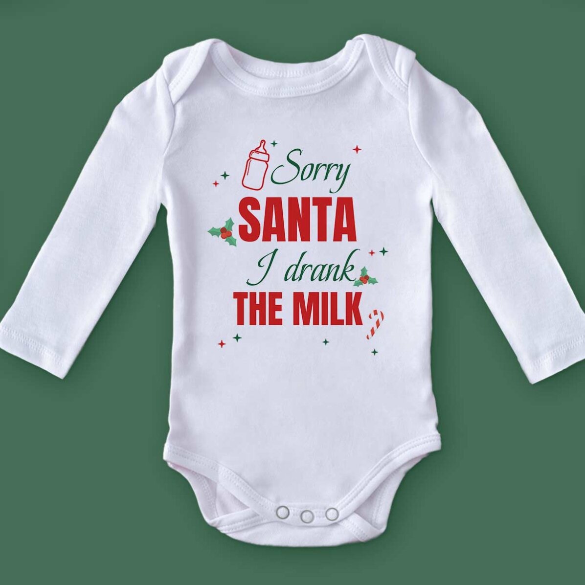Personalised baby bodysuit with text - Sorry Santa