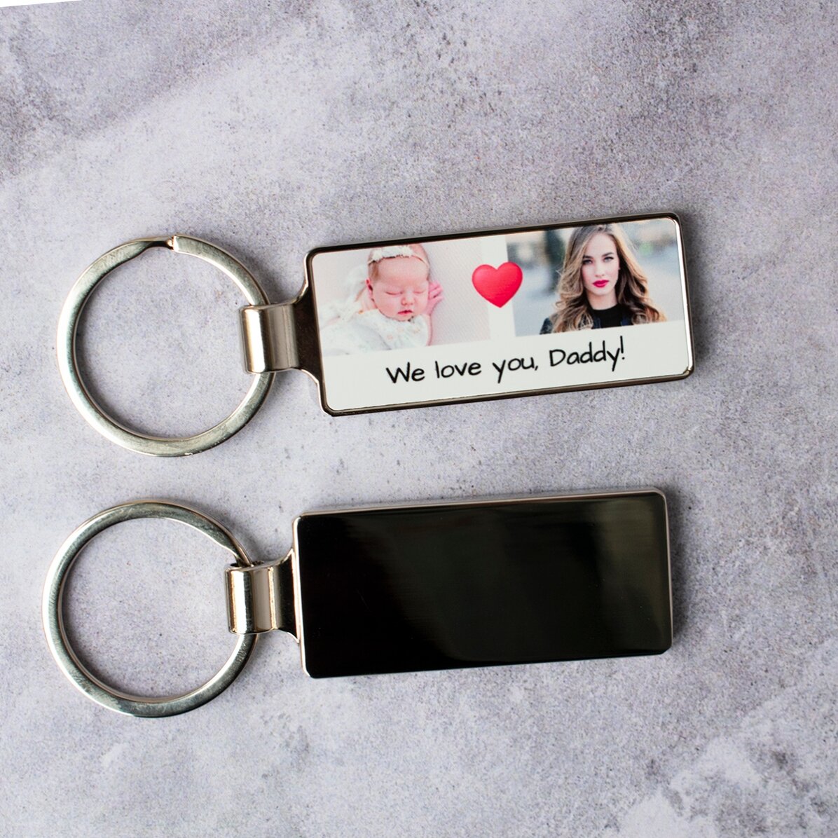 Llavero personalizado con 2 fotos y un mensaje