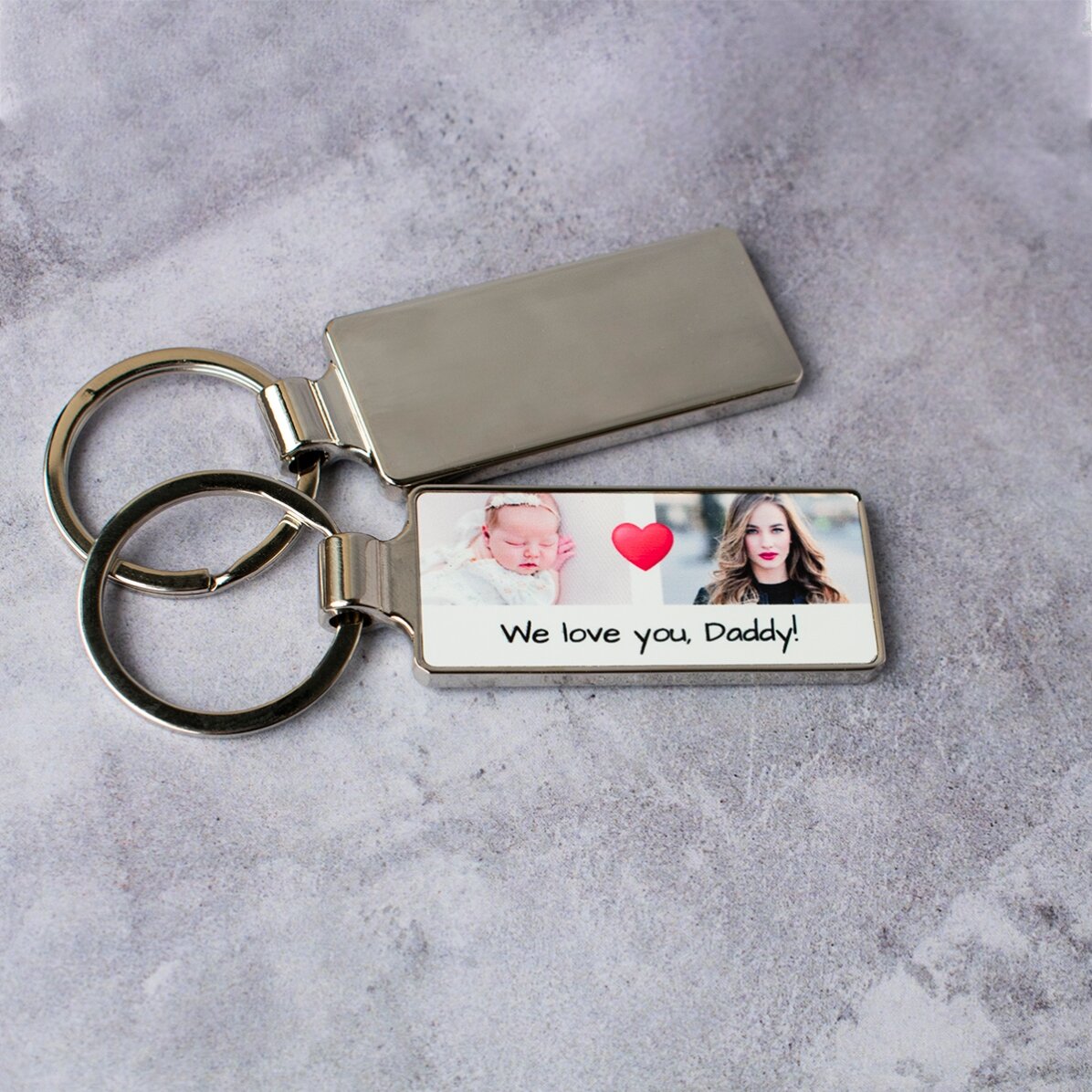 Llavero personalizado con 2 fotos y un mensaje
