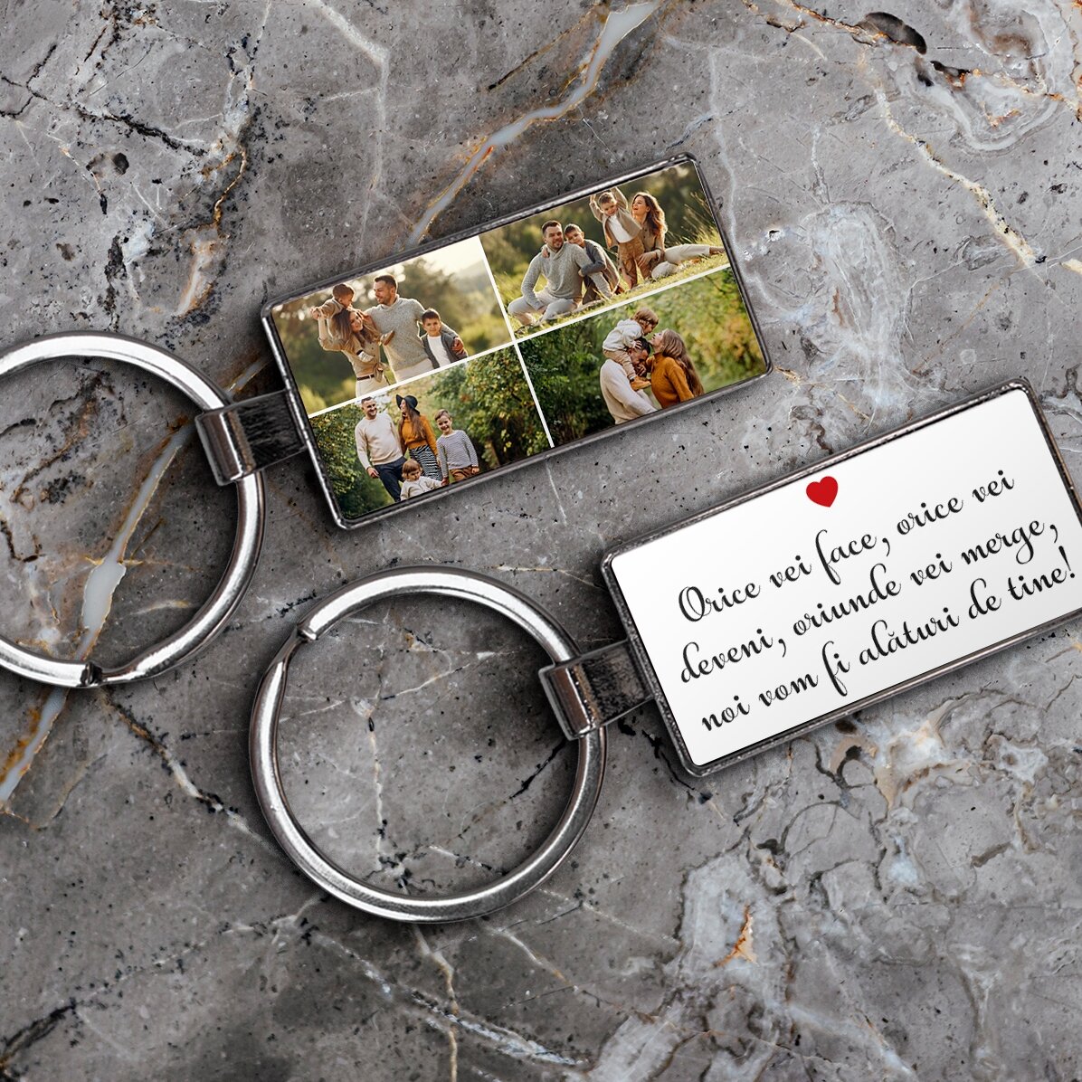 Llavero personalizado con 4 fotos y texto