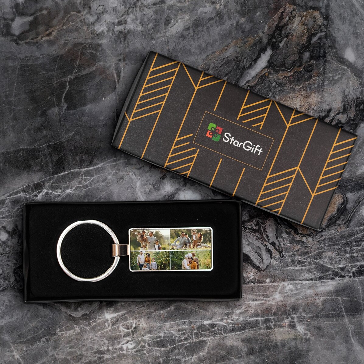 Llavero personalizado con 4 fotos y texto