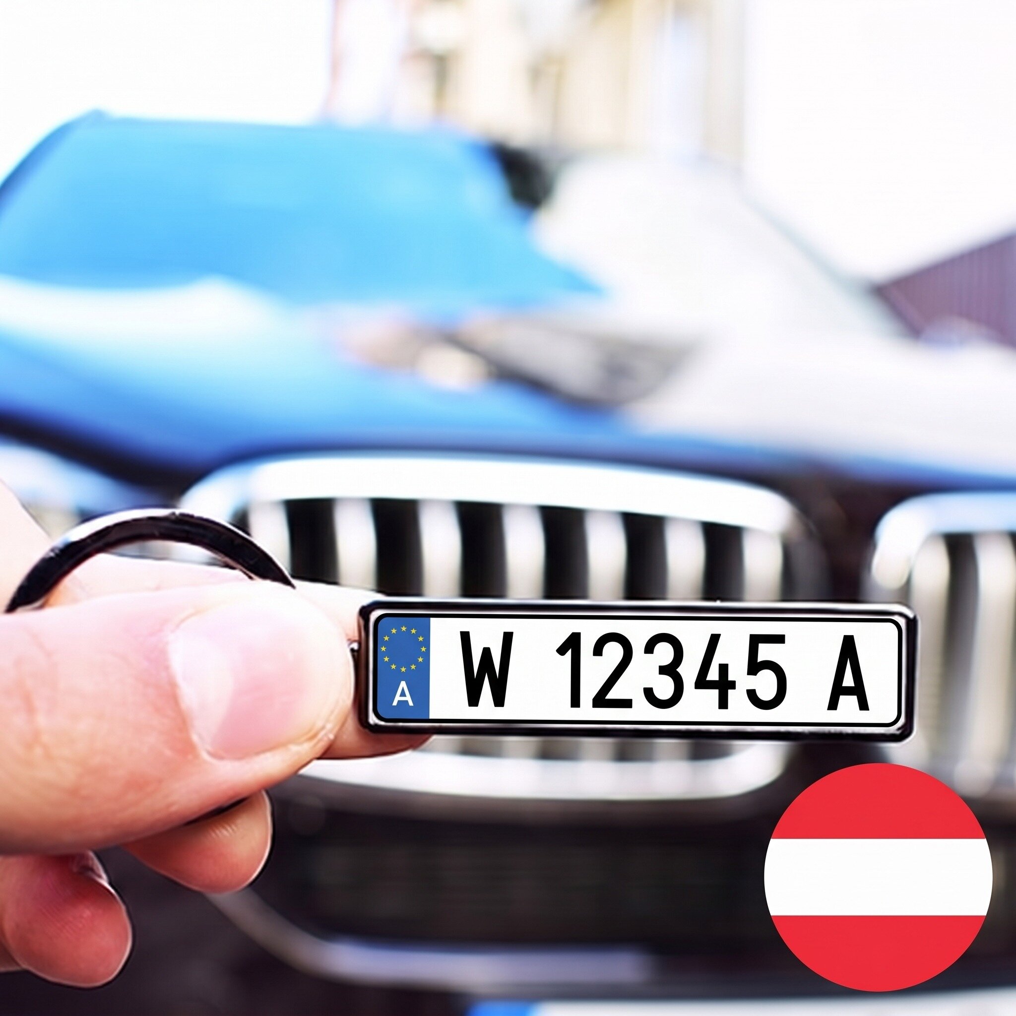 Llavero personalizado con matrícula de coche de Austria
