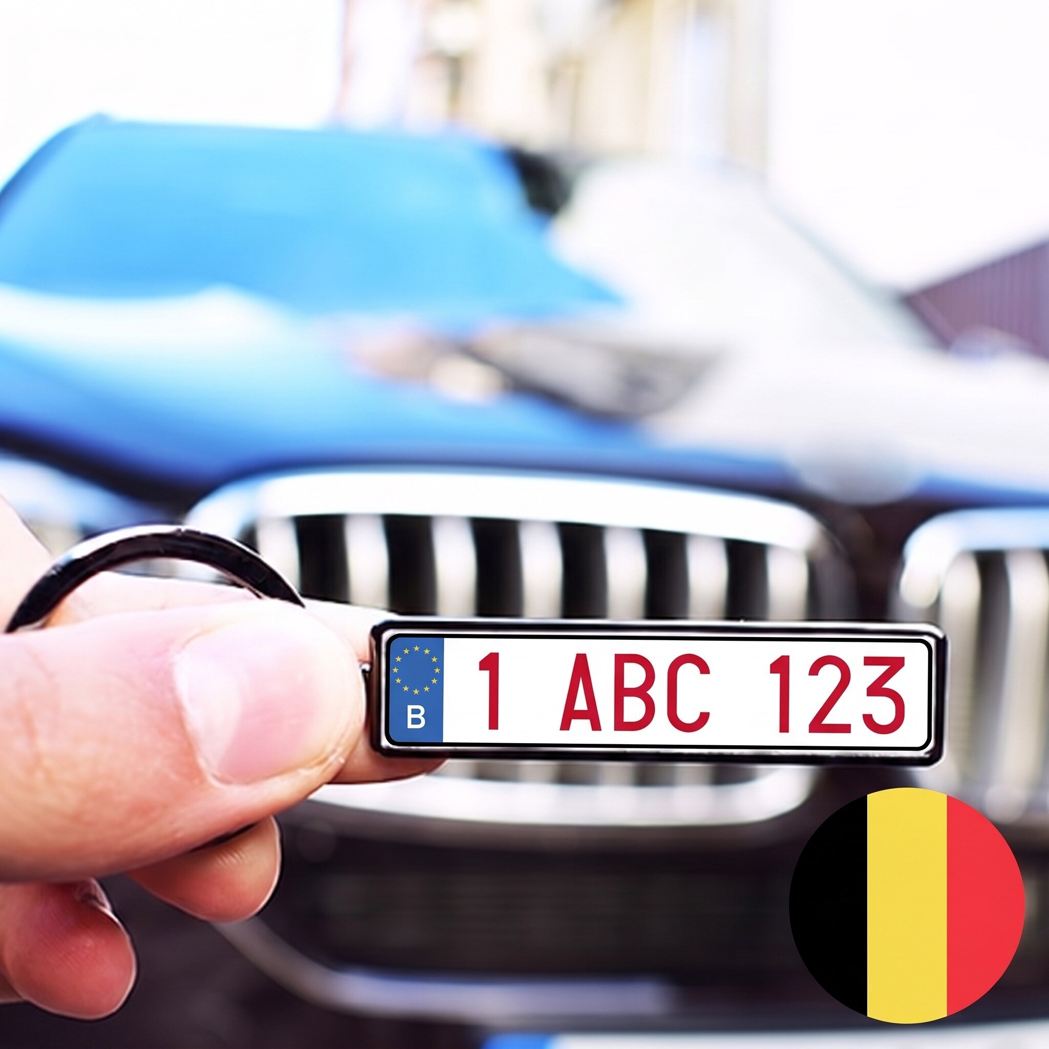 Llavero personalizado con matrícula de coche de Bélgica