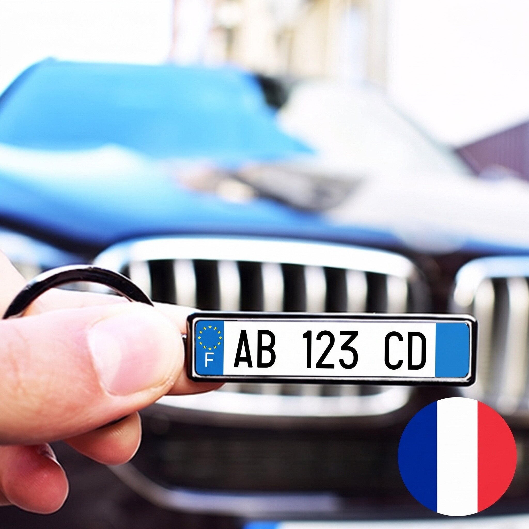 Llavero personalizado con matrícula de coche de Francia