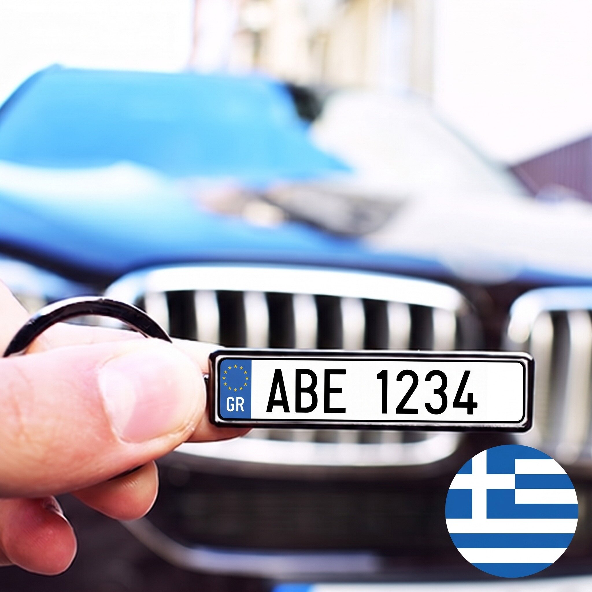 Llavero personalizado con matrícula de coche de Grecia