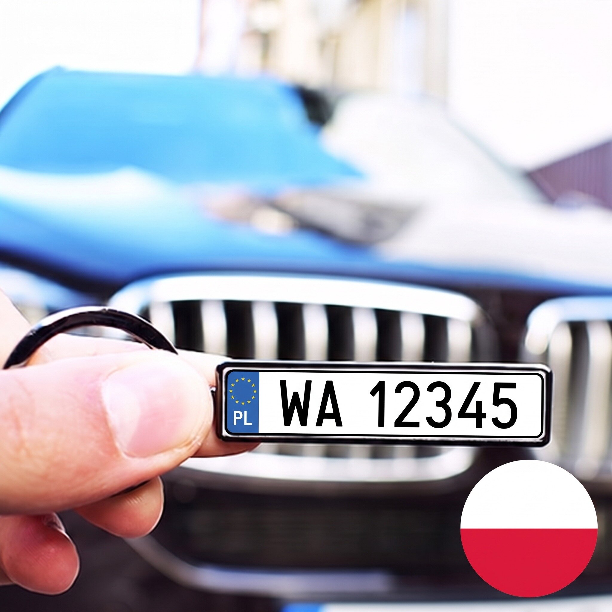 Llavero personalizado con matrícula de coche de Polonia