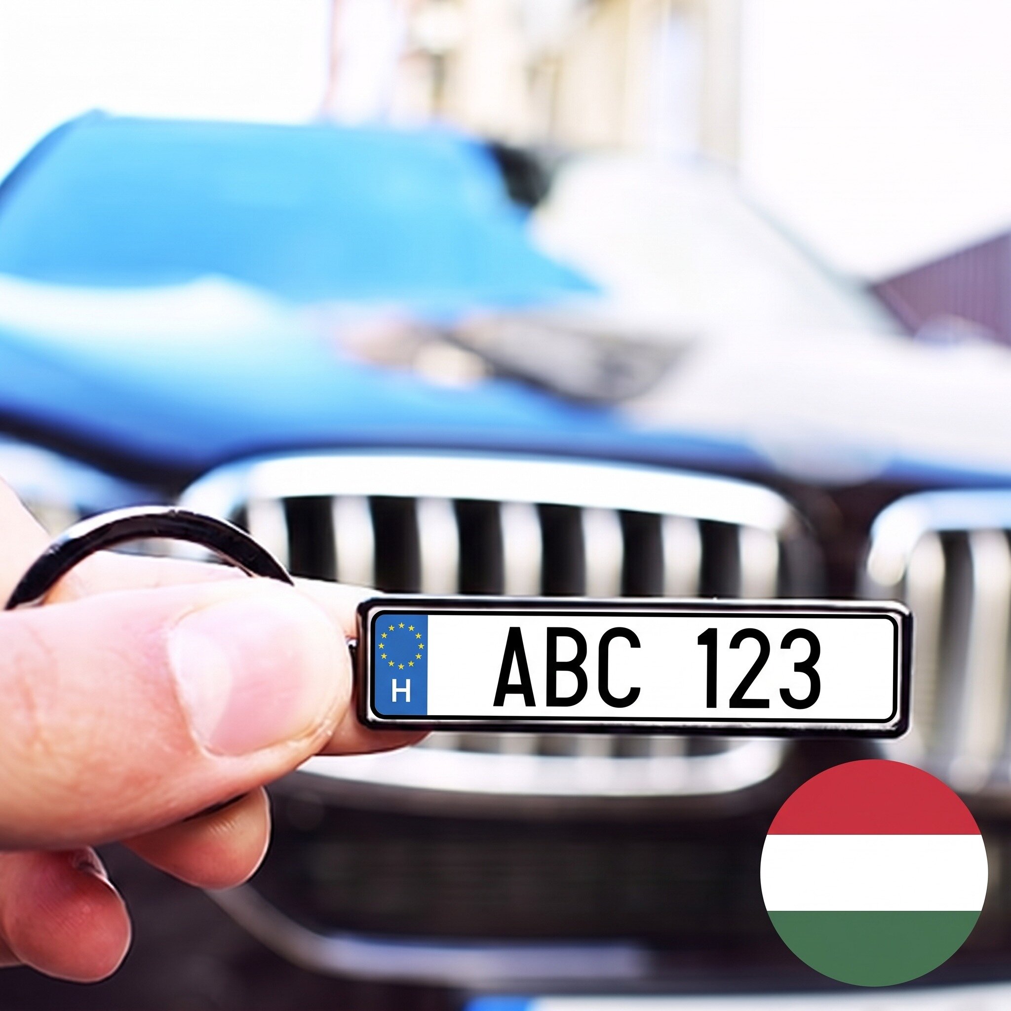 Llavero personalizado con matrícula de coche de Hungría
