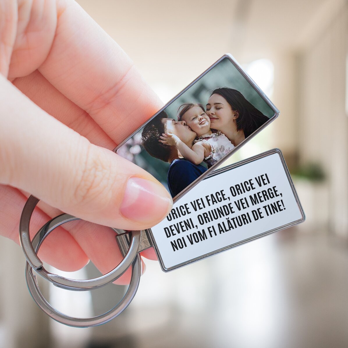 Llavero personalizado con una foto y un mensaje