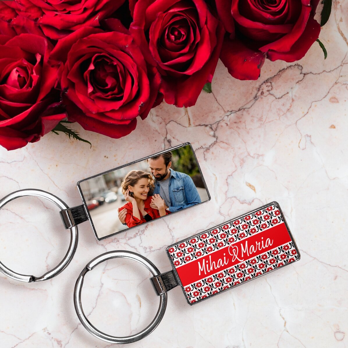 Llavero personalizado con una foto y un texto - modelo tradicional