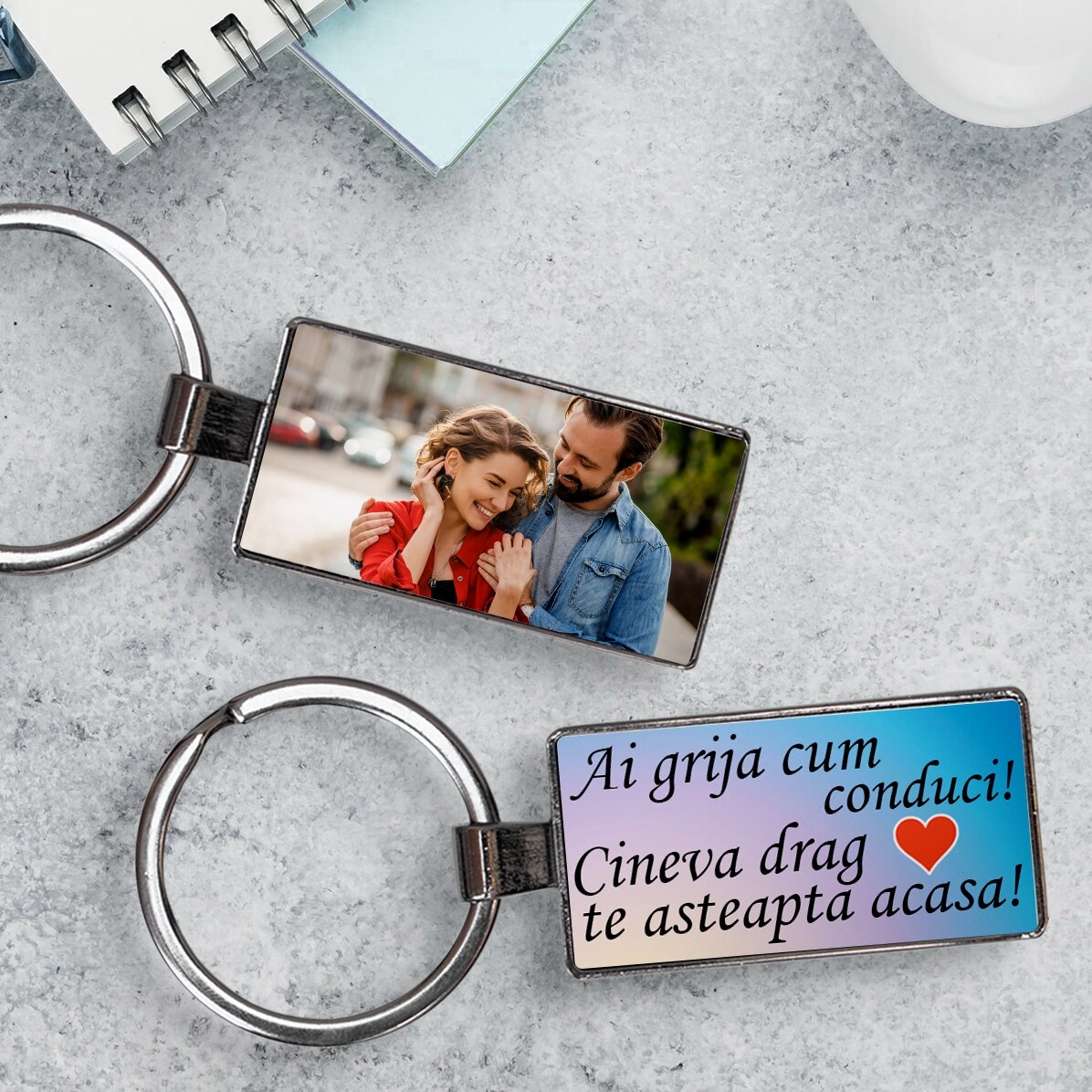 Llavero personalizado con una foto y un texto