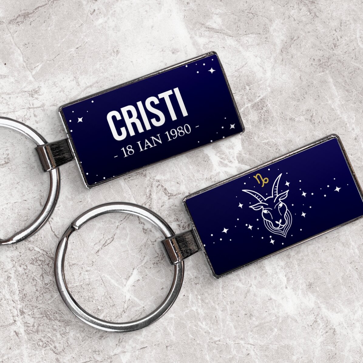 Personalised keyring with text and zodiac sign - Capricorn