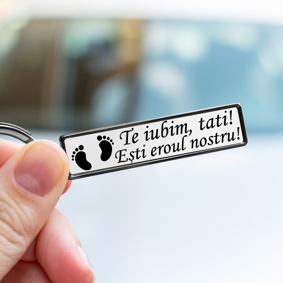 Llavero réplica de matrícula personalizada con mensaje