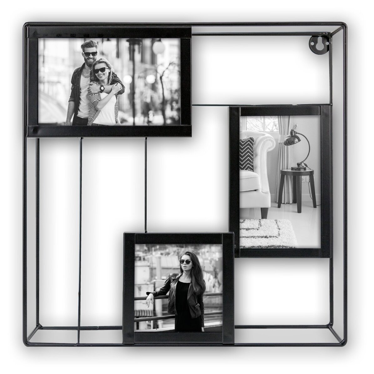 Marco metálico para tres fotos - 30 x 30 cm