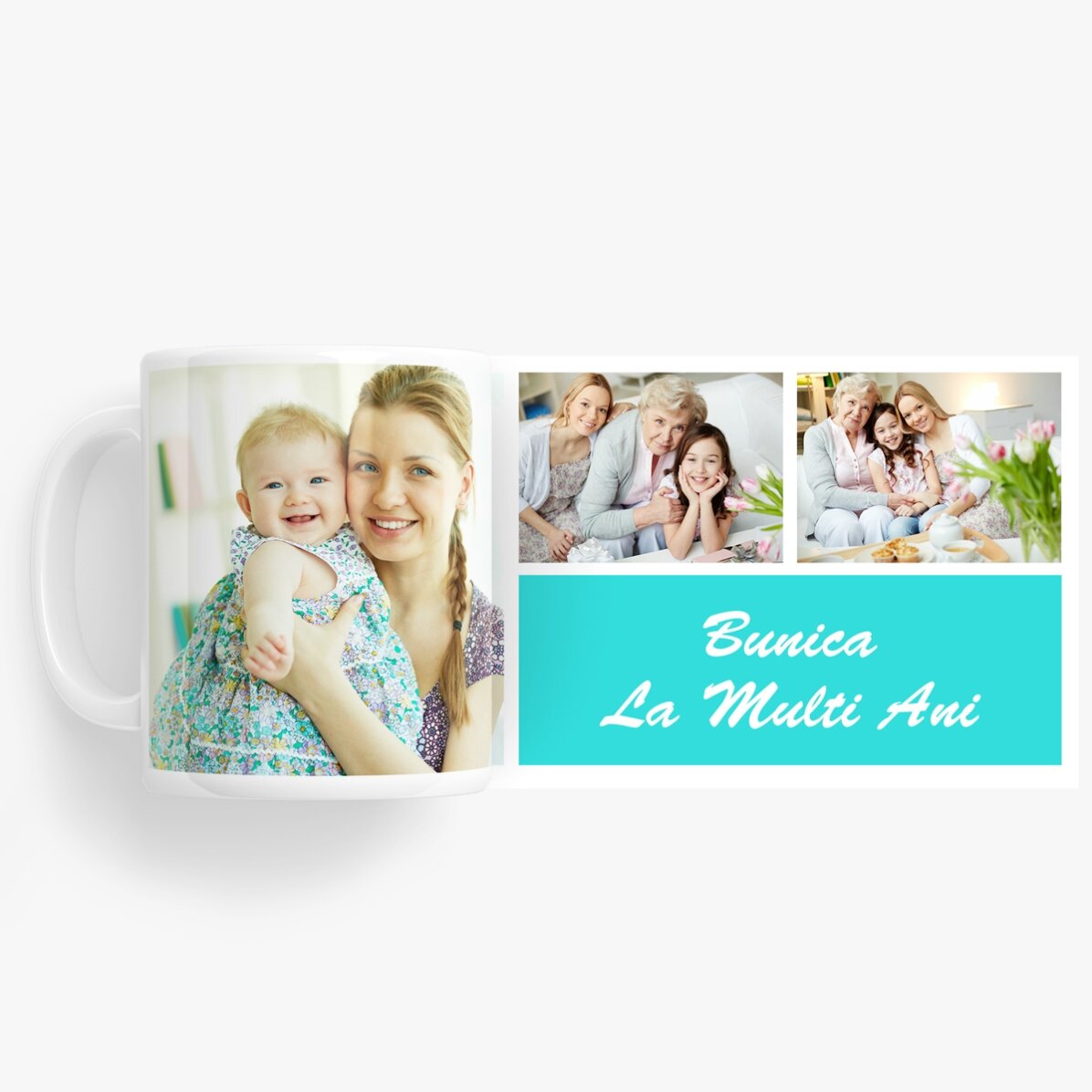 Taza personalizada con 3 fotos y un mensaje