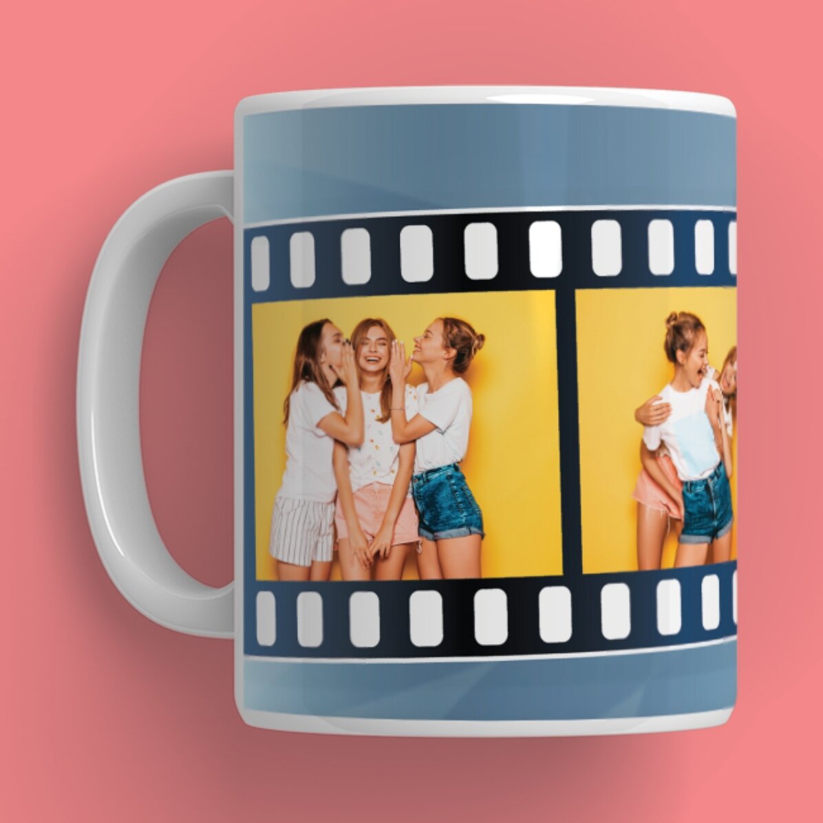 Taza personalizada con 4 fotos en un rollo de película