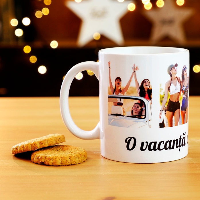 Taza personalizada con 4 fotos y un mensaje