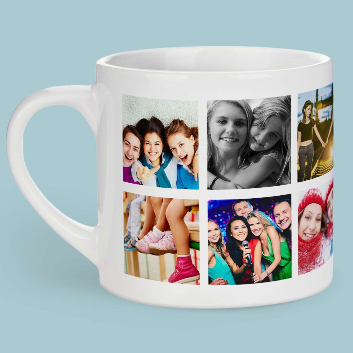 Taza de espresso personalizada con 12 fotos