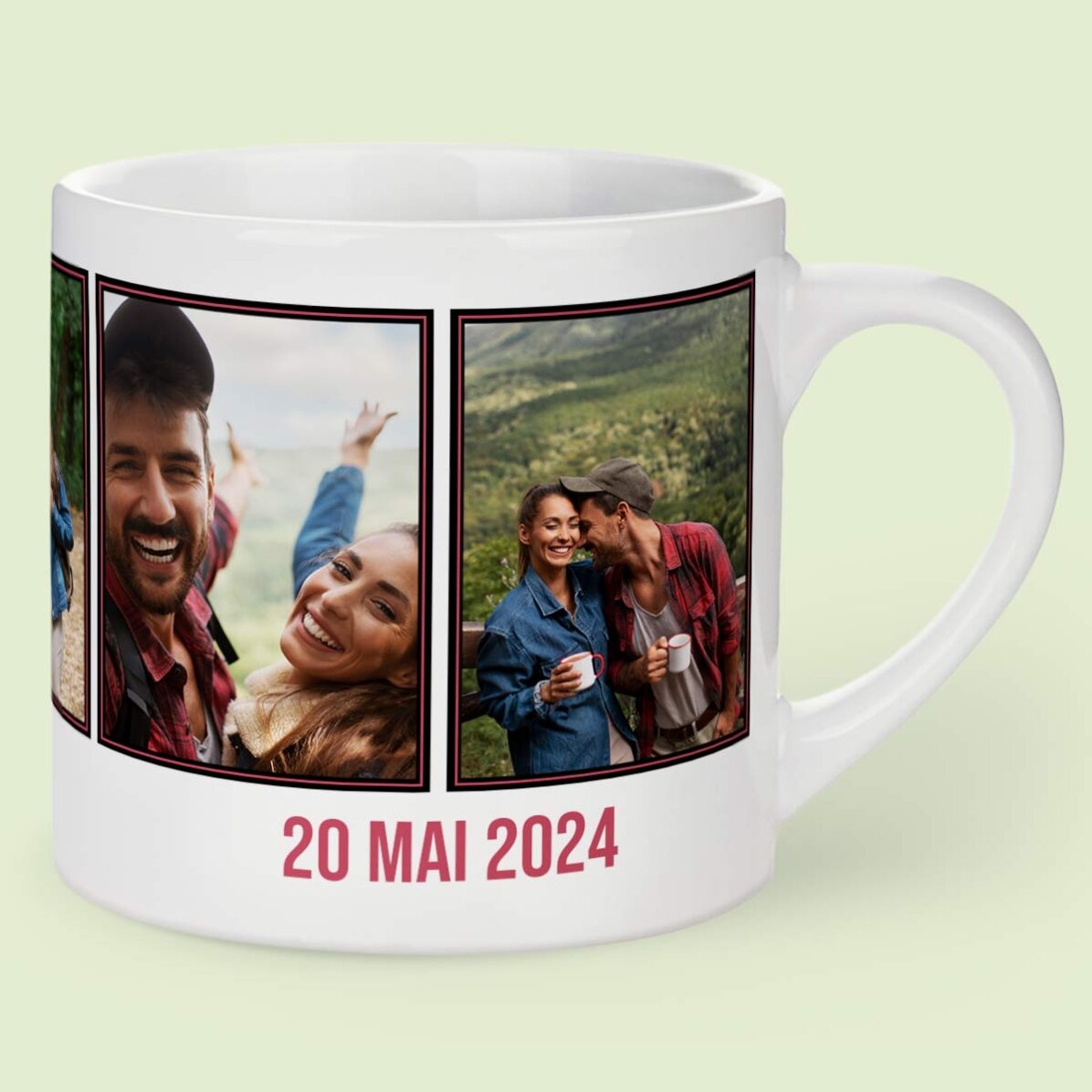 Taza de espresso personalizada con 5 fotos y texto - Recuerdos