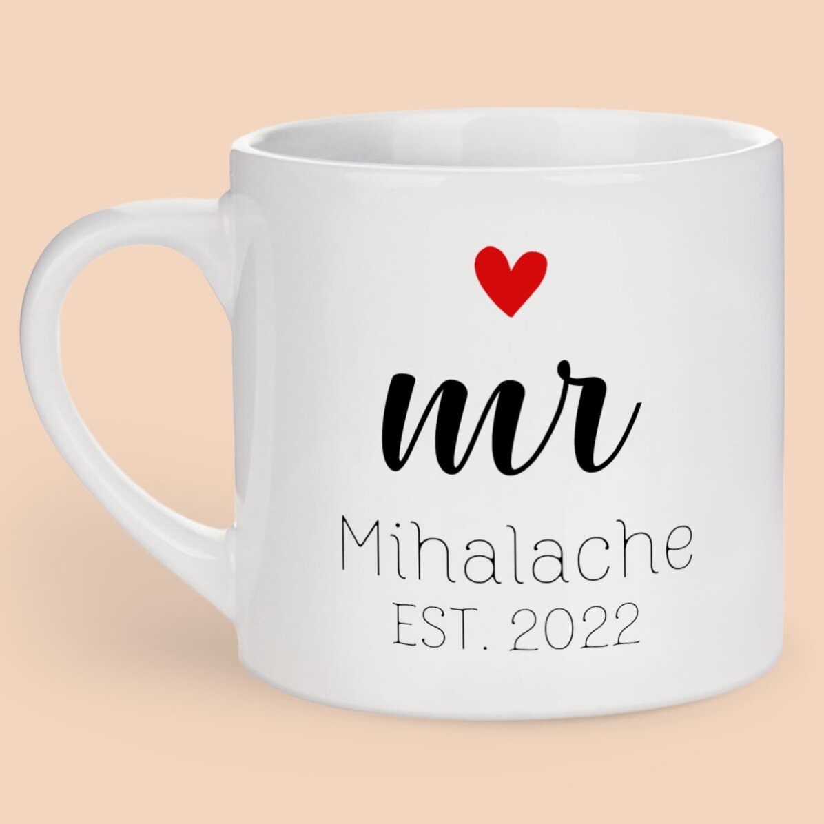Taza de espresso personalizada con mensaje - Mrs & Mr