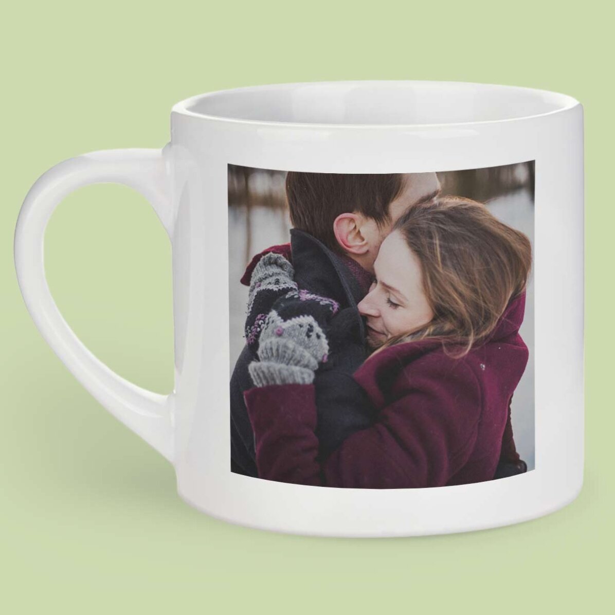 Taza de espresso personalizada con una foto y un texto