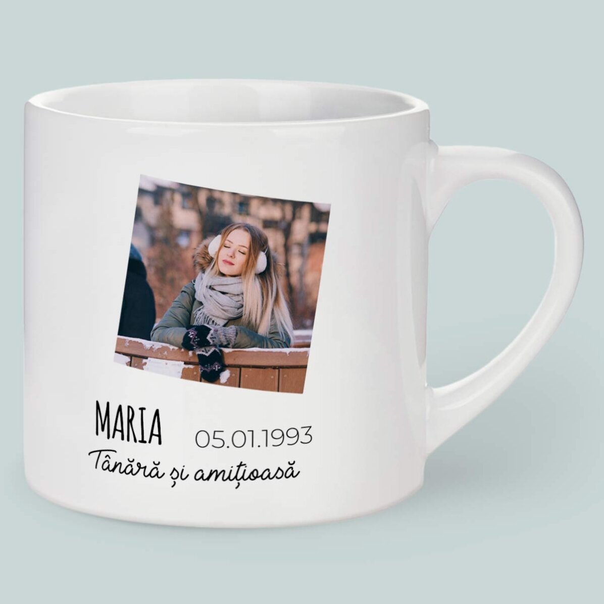 Taza de café espresso personalizada con foto y texto - Signo del Capricornio