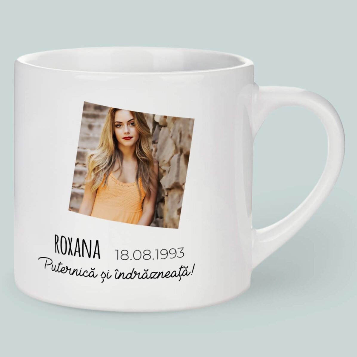 Taza de café espresso personalizada con foto y texto - Signo del Leo