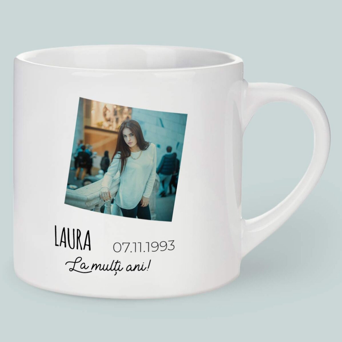 Taza de espresso personalizada con foto y texto - Signo del Escorpión