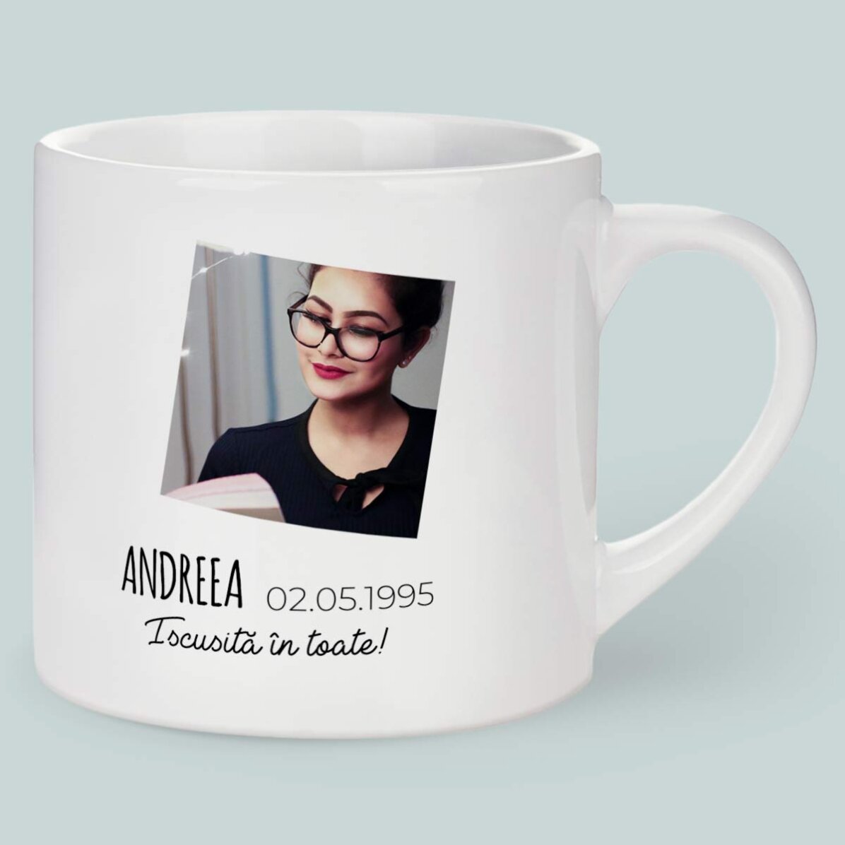 Taza de espresso personalizada con foto y texto - Signo del Tauro