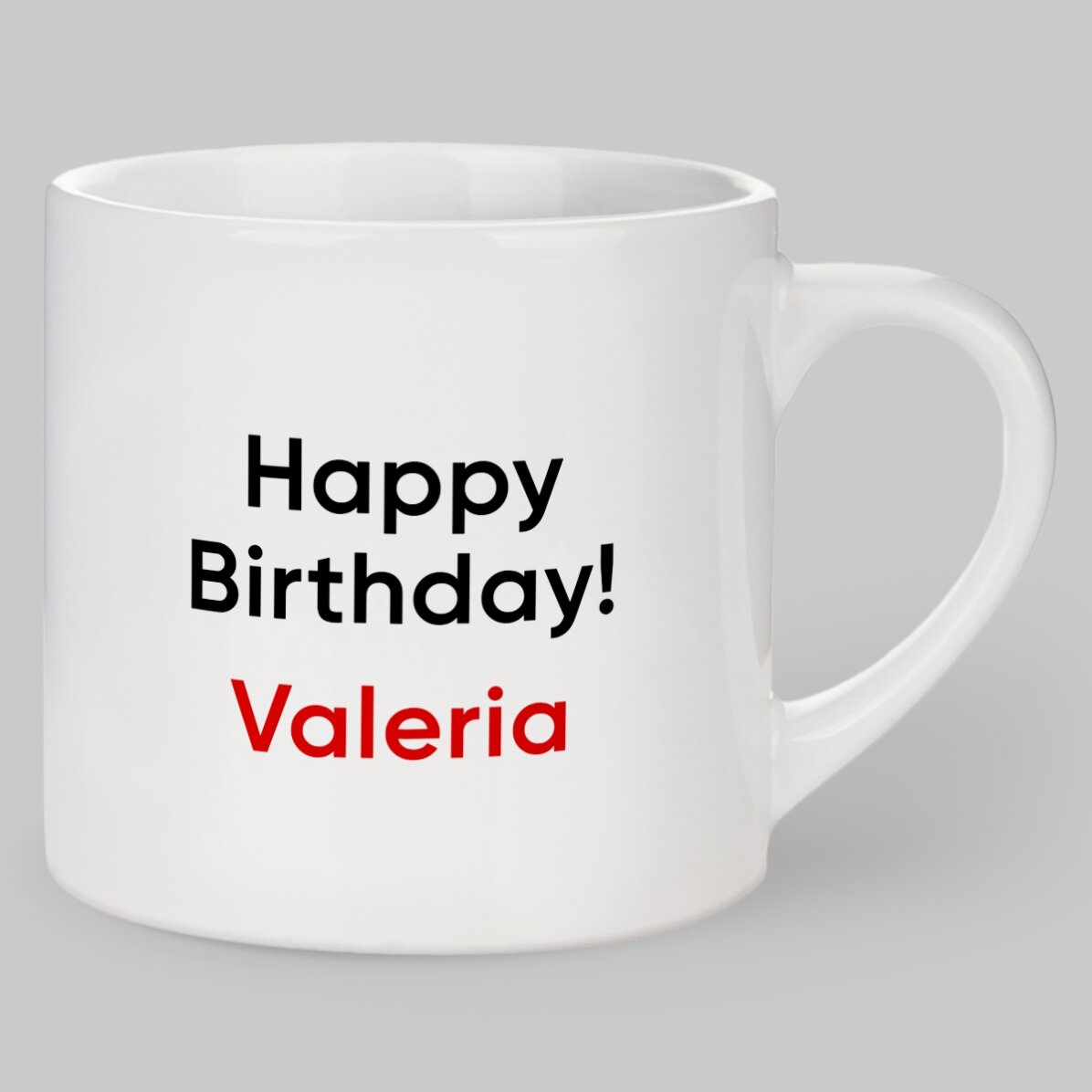 Taza de café espresso personalizada con el texto: «¡Feliz cumpleaños!»