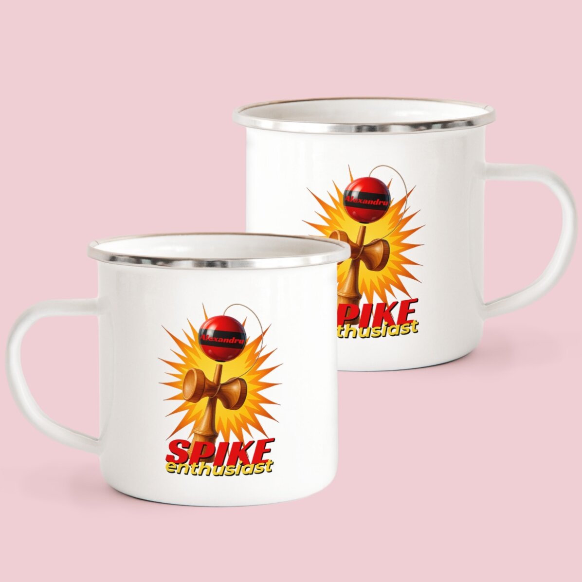 Taza metálica esmaltada con nombre para niños - Spike Enthusiast