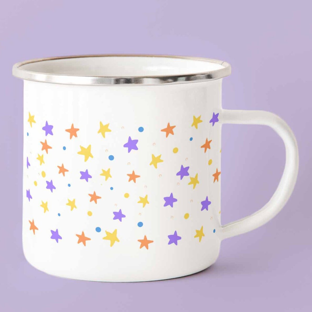Taza metálica esmaltada con texto - Rainbow