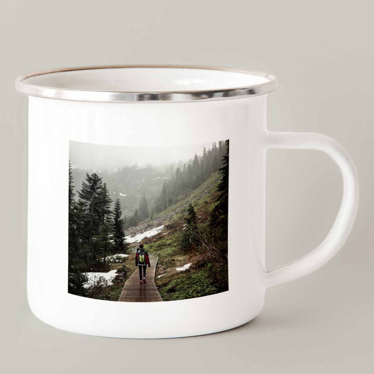 Taza metálica esmaltada personalizada con foto - Colecciona momentos, no cosas