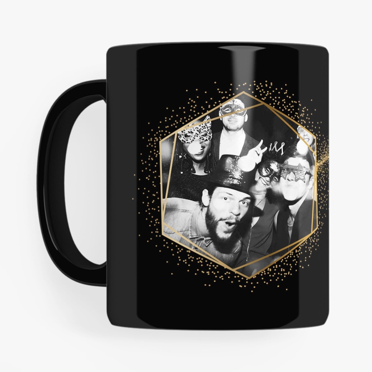 Taza negra personalizada con 2 fotos