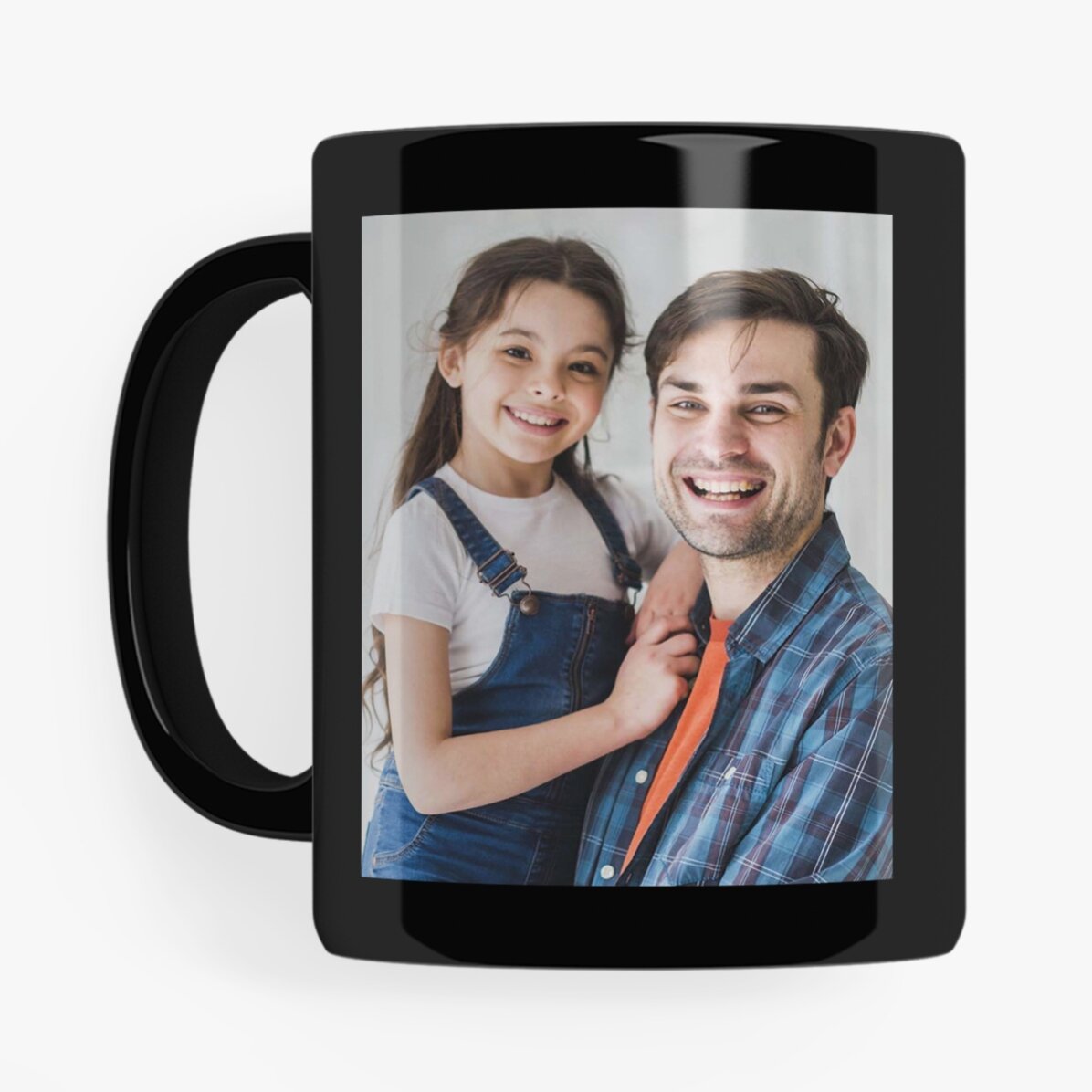 Taza negra personalizada con dos fotos