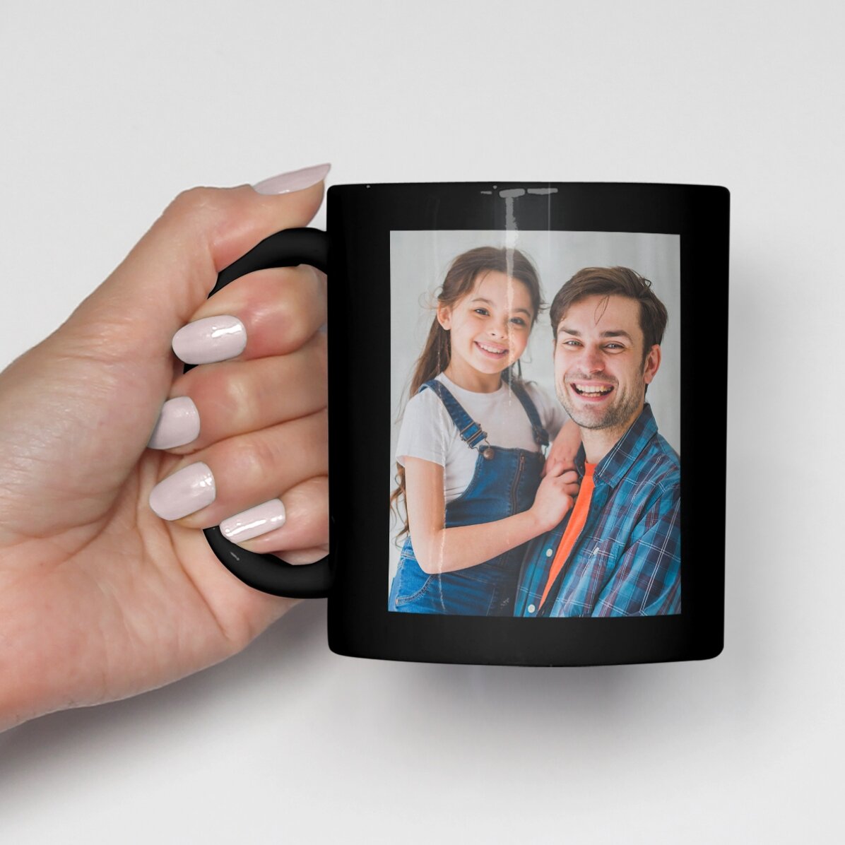 Taza negra personalizada con dos fotos