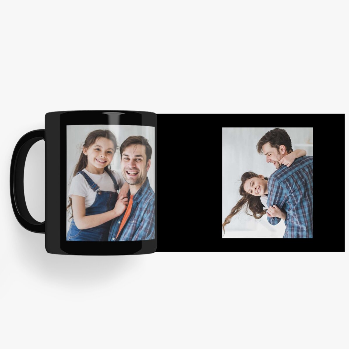 Taza negra personalizada con dos fotos
