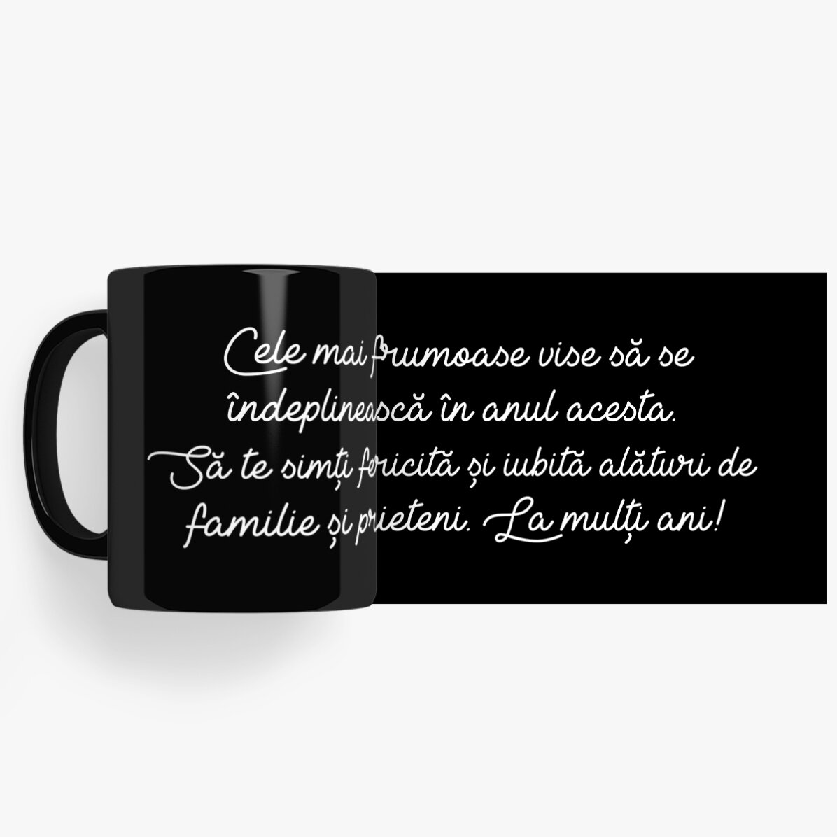 Taza negra personalizada con mensaje