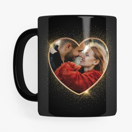 Personalised black mug with a photo and text - 2 souls