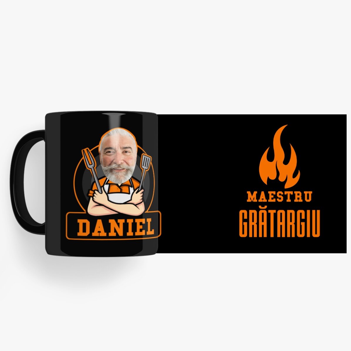 Taza negra personalizada con texto para los amantes de la barbacoa