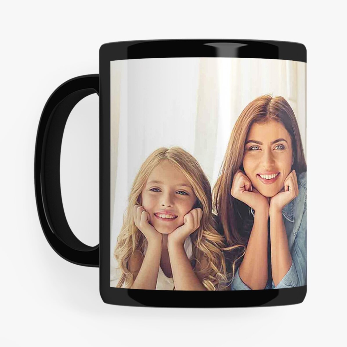 Taza negra personalizada con subida de una foto
