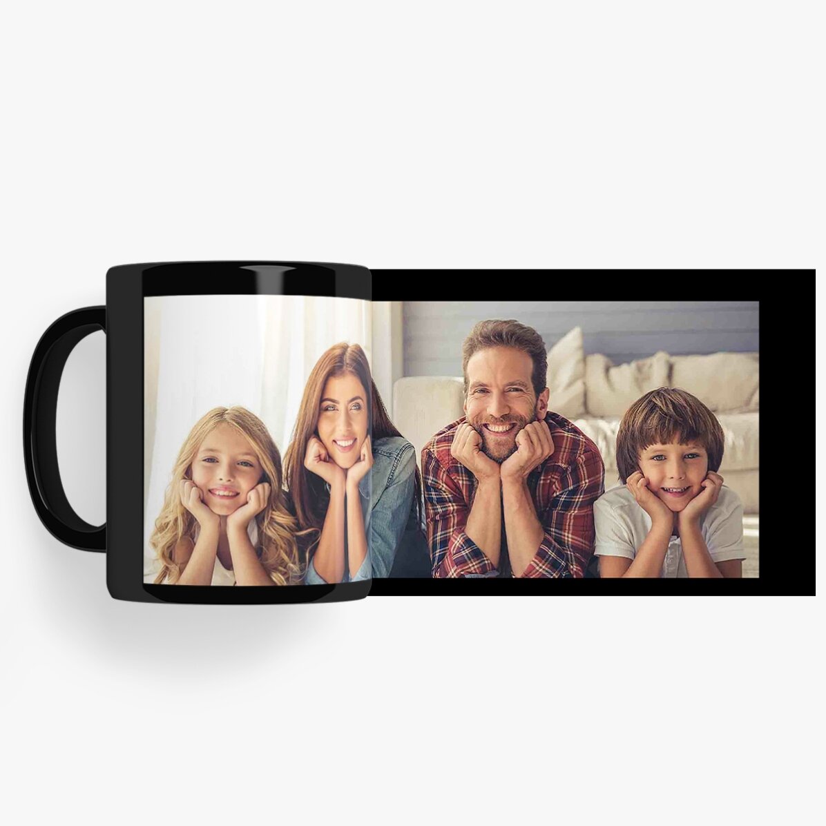 Taza negra personalizada con subida de una foto