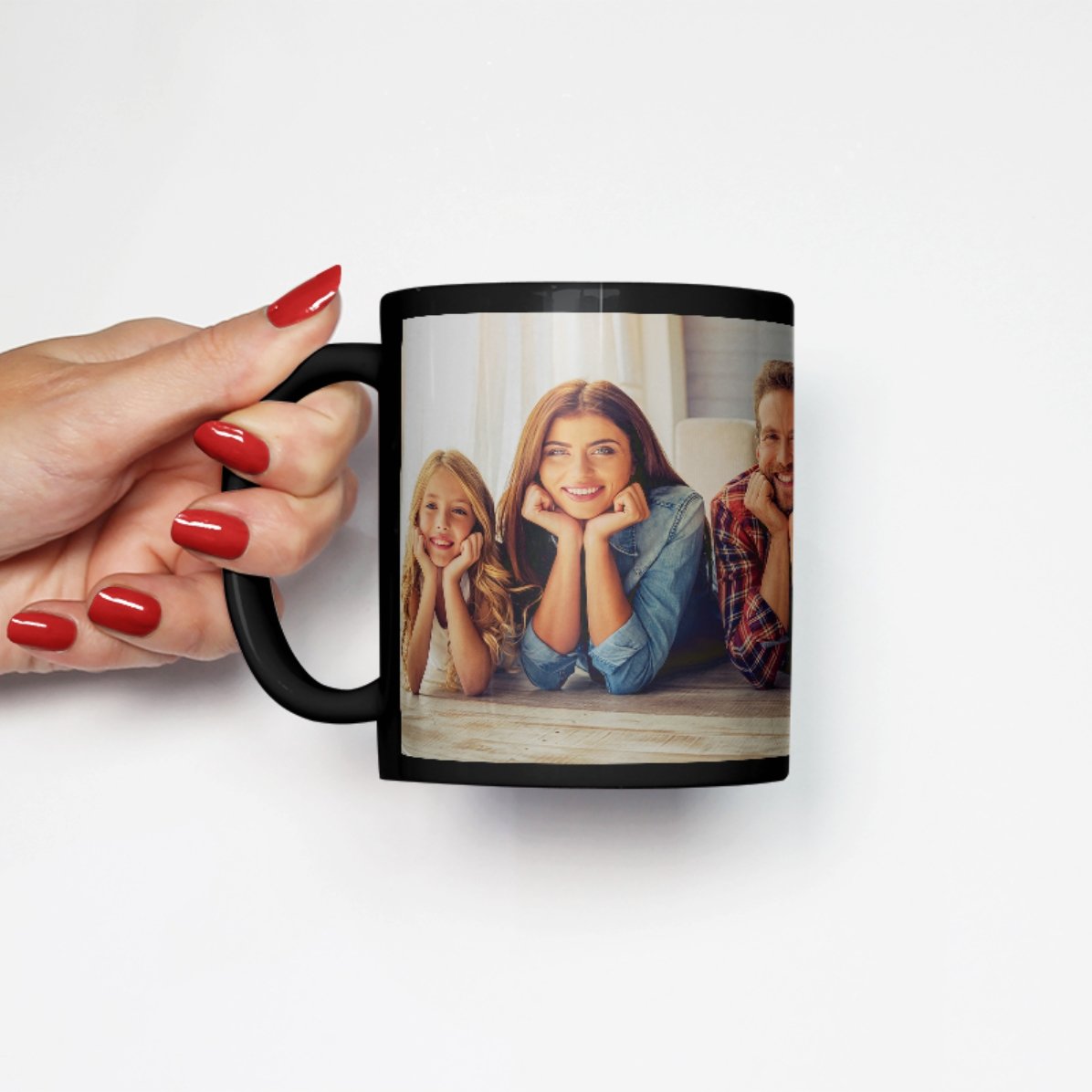 Taza negra personalizada con subida de una foto