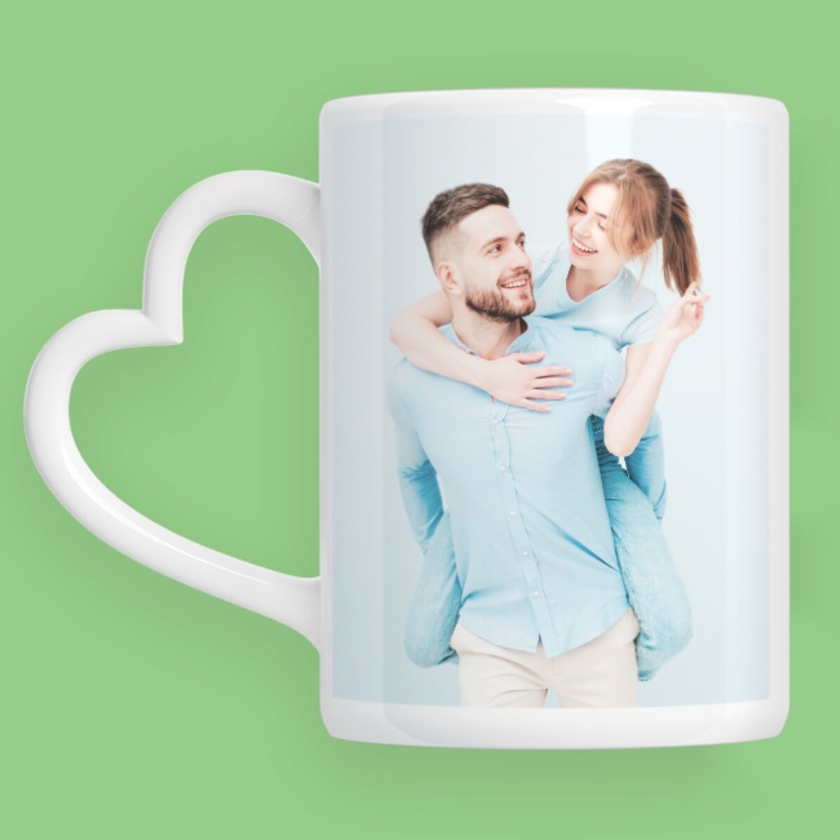 Taza personalizada con 2 fotos - modelo con asa en forma de corazón