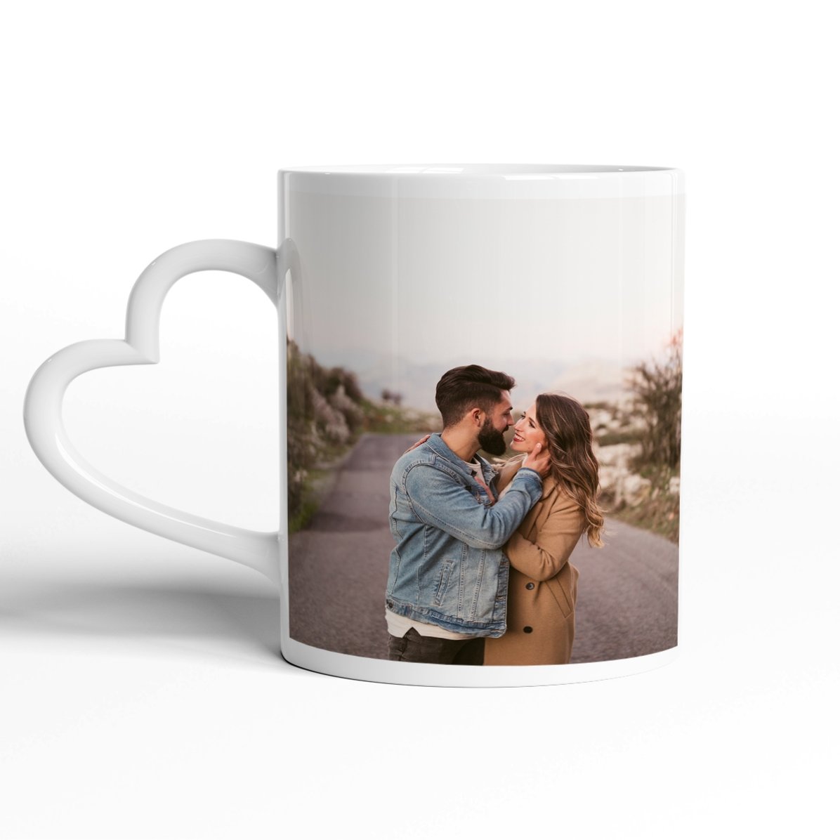 Taza personalizada con 2 fotos - modelo con asa en forma de corazón