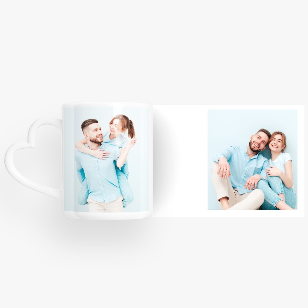 Taza personalizada con 2 fotos - modelo con asa en forma de corazón