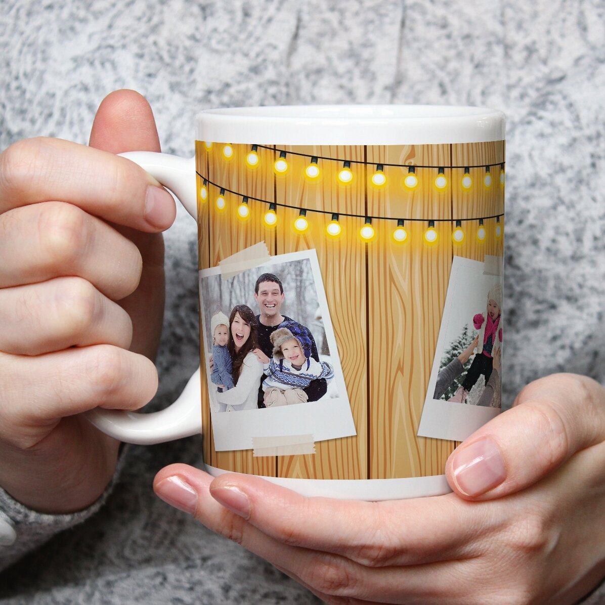 Taza personalizada con 3 fotos navideñas