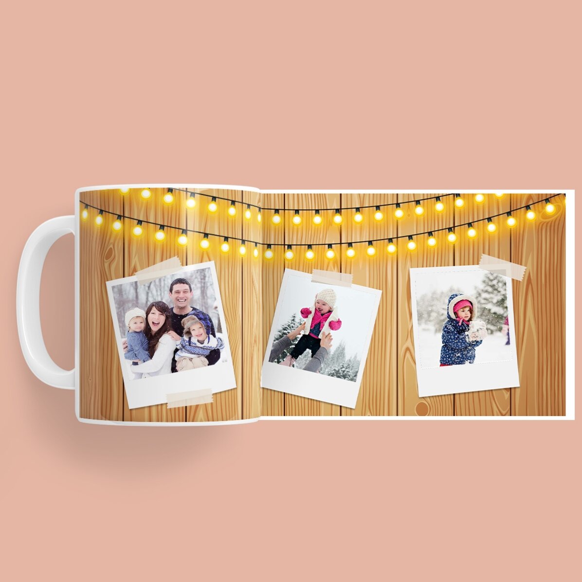 Taza personalizada con 3 fotos navideñas