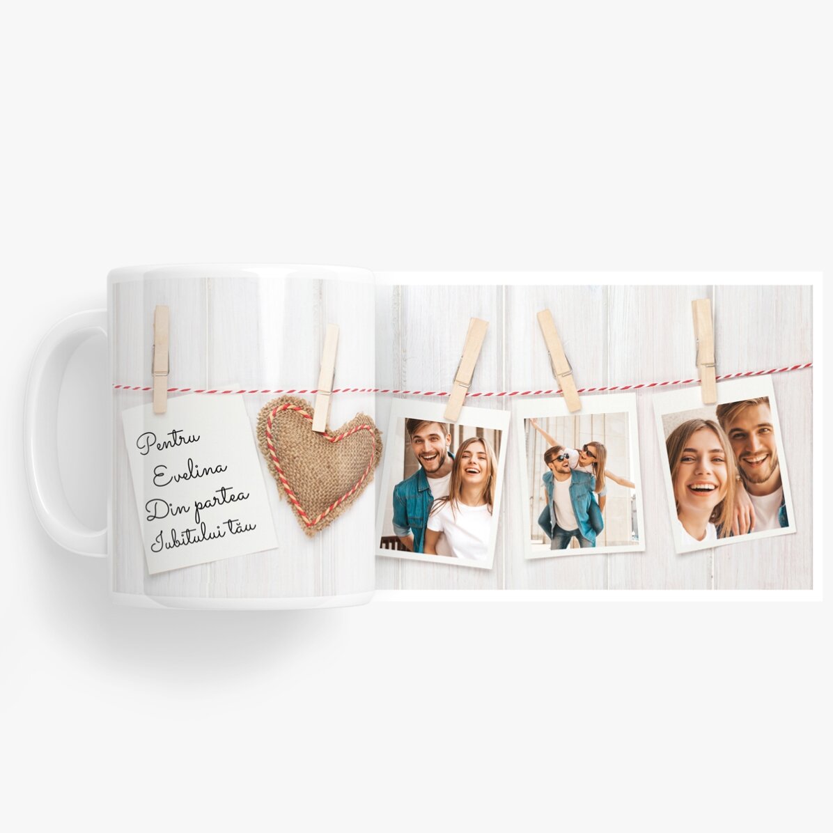 Taza personalizada con 3 fotos estilo Polaroid