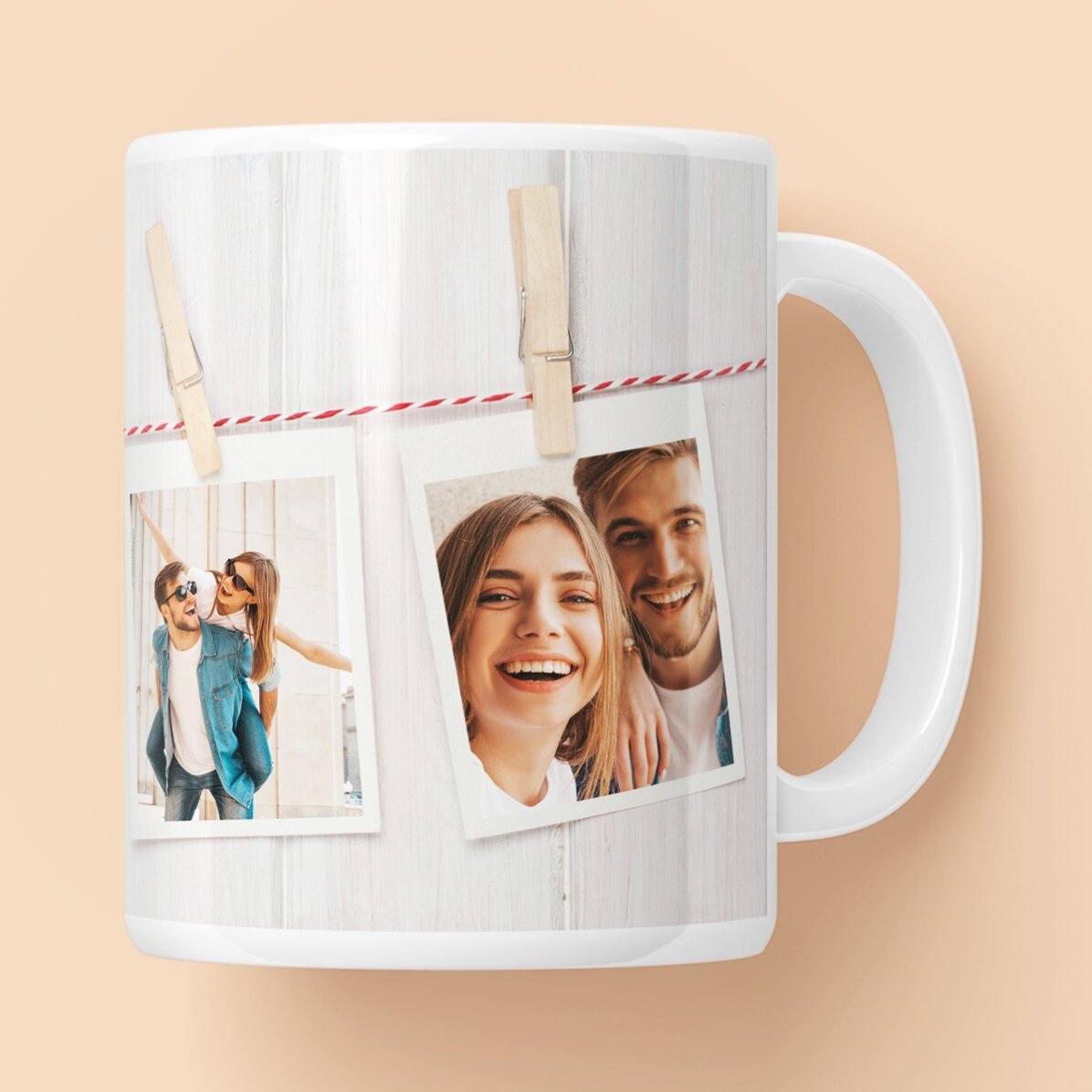 Taza personalizada con 3 fotos estilo Polaroid